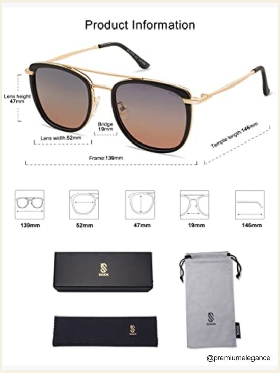 Retro Aviator Square Polarized Sunglasses UV400 Protection main image 5